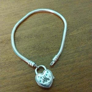 Pandora Disney Padlock Snake Chain Bracelet